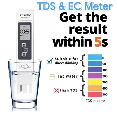 Picture of TDS EC Meat Temperature Tester Pen 3 In 1 Function Conductivity Water quality measurement equipment TDS and EC examiner 0-5000PPM 