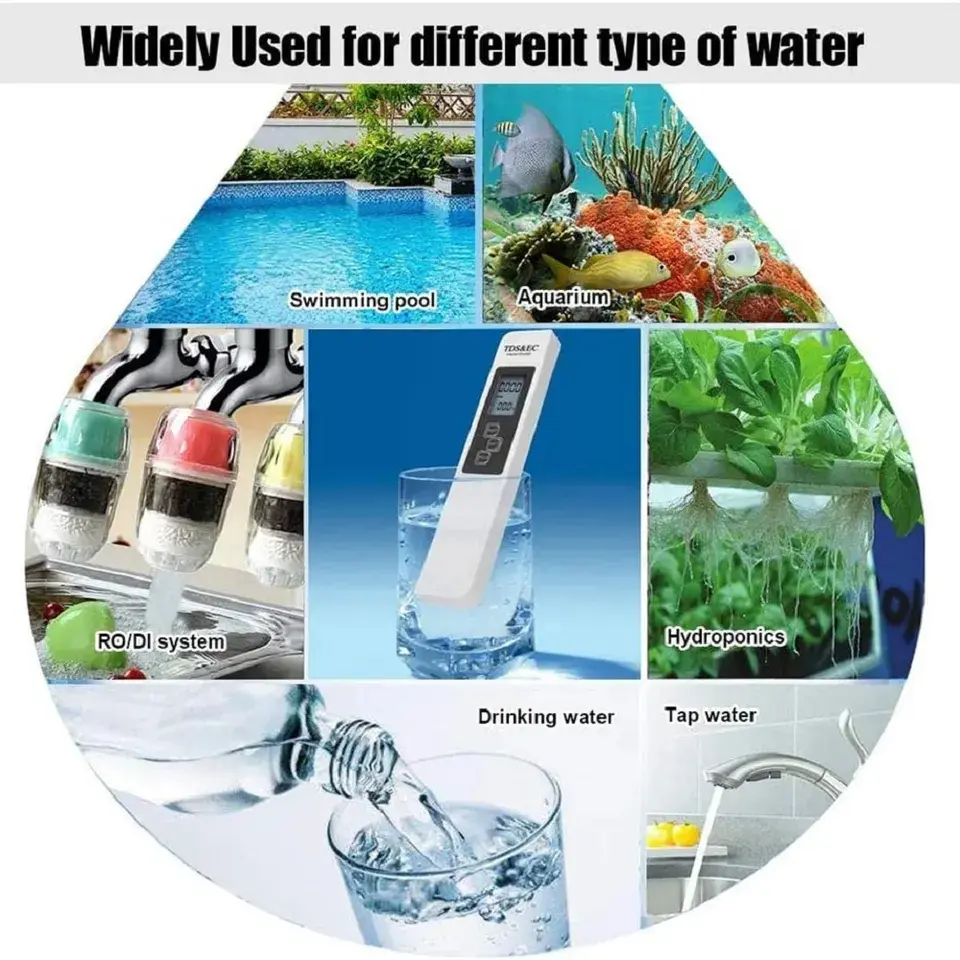 Picture of TDS EC Meat Temperature Tester Pen 3 In 1 Function Conductivity Water quality measurement equipment TDS and EC examiner 0-5000PPM 