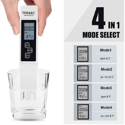 Picture of TDS EC Meat Temperature Tester Pen 3 In 1 Function Conductivity Water quality measurement equipment TDS and EC examiner 0-5000PPM 