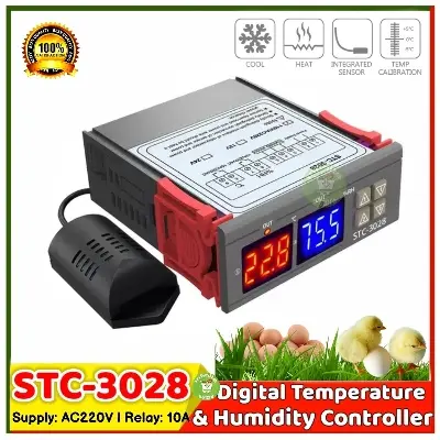 Picture of STC-3028 Digital Temperature and Humidity Controller Supply AC 220V Egg Incubator Controller Replace XH-M452 XM-18 W1209 incubator 180 gm