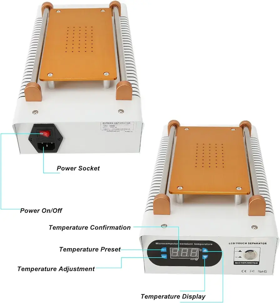 Picture of 7 inch LCD Screen Separator Built-in Vacuum Pump Screen Repair copper Hot Plate For Mobile Phone Repair White