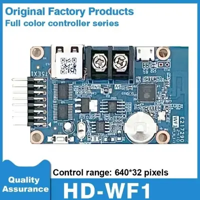 Picture of P6 RGB 7 Color LED module 32x32 Pixel + HD-WF1 WiFi Color Led Controller + 5V A Power Supply Combo Package for colorful LED Signboard Text Animation Effect Scrolling message Digital Clock 