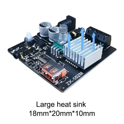 Picture of ZK-502M MINI Bluetooth 5.0 Power Audio Amplifier board 50WX2 Stereo AMP Amplificador Home Theater AUX USB Black