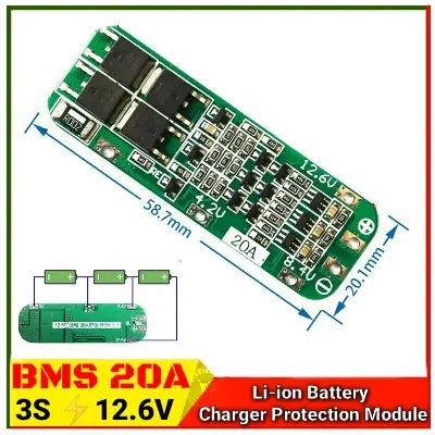 Picture of Bms 3s 20a 12.6v 3x18650 লি-আয়ন লিথিয়াম ব্যাটারি চার্জার pcb সুরক্ষা বোর্ড wifi রাউটার 12v ড্রিলের জন্য - battery 12v 