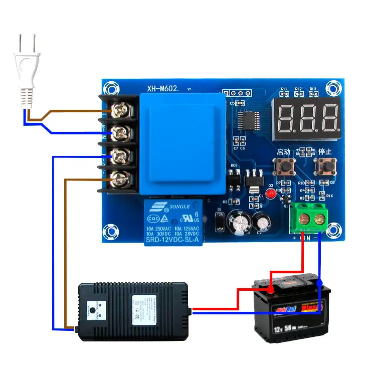 Picture of 18650 Lithium Battery Charging Control Board DC 6-60V Li-ion Lead Acid Battery Charge Protection 12V Digital Voltmeter XH-M602 HW-631 