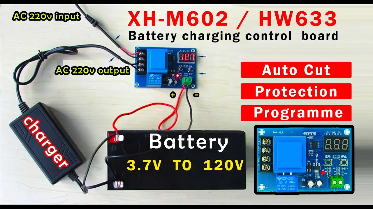 Picture of 18650 Lithium Battery Charging Control Board DC 6-60V Li-ion Lead Acid Battery Charge Protection 12V Digital Voltmeter XH-M602 HW-631 