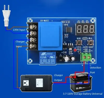 Picture of 18650 Lithium Battery Charging Control Board DC 6-60V Li-ion Lead Acid Battery Charge Protection 12V Digital Voltmeter XH-M602 HW-631 