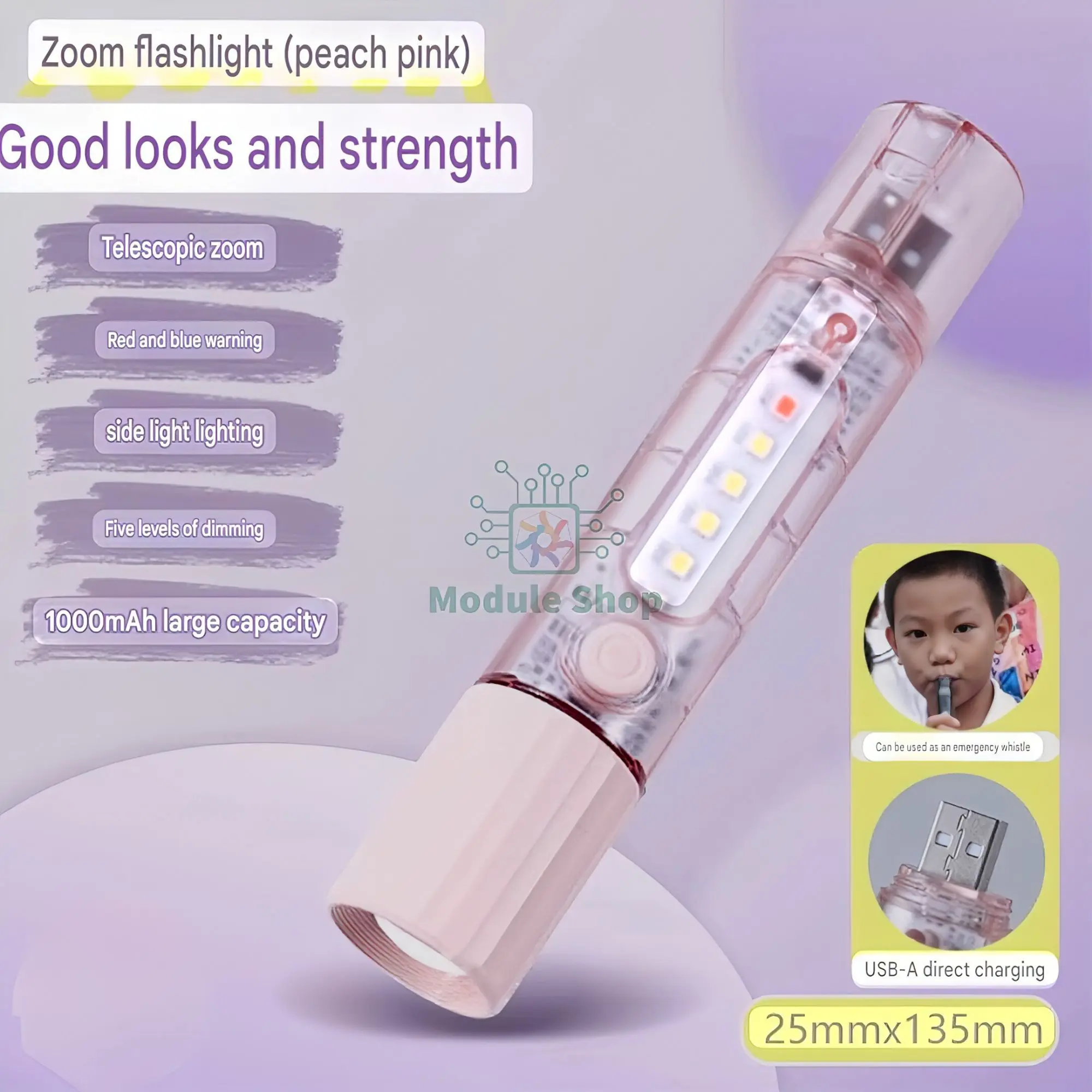 Picture of Multifunctional Powerful LED Torch High-Intensity Flashlight with Telescopic Zoom USB Rechargeable Portable Flashing Brigantines Control Red Blue Traffic Signal Functionfor Home Use, Emergency Use and Students 