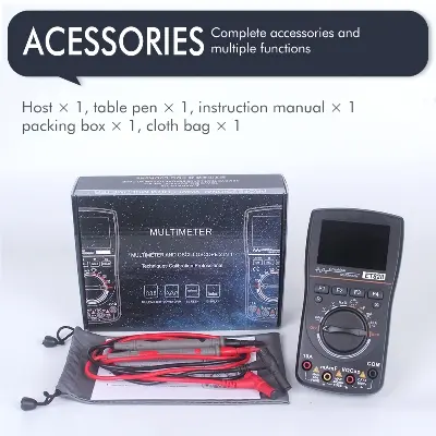 Picture of Digital Oscilloscope Multimeter Current Voltage Capacitance Resistance Frequency Tester Analog Bar Graph Data Waveform Display 20KHZ Bandwidth Auto Range Backlight ET828 