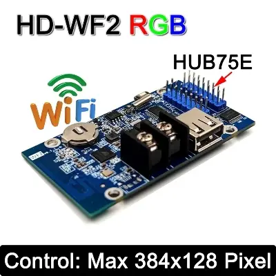 Picture of Huidu HD-WF2 Asynchronous 768W*64H Pixels 2*HUB75 RGB Seven Color Small LED Display WIFI Control Card for P3 P5 P6 P10 RGB LED Panel Equivalent HD-U60-75 HD-U6A RHX-Q4 