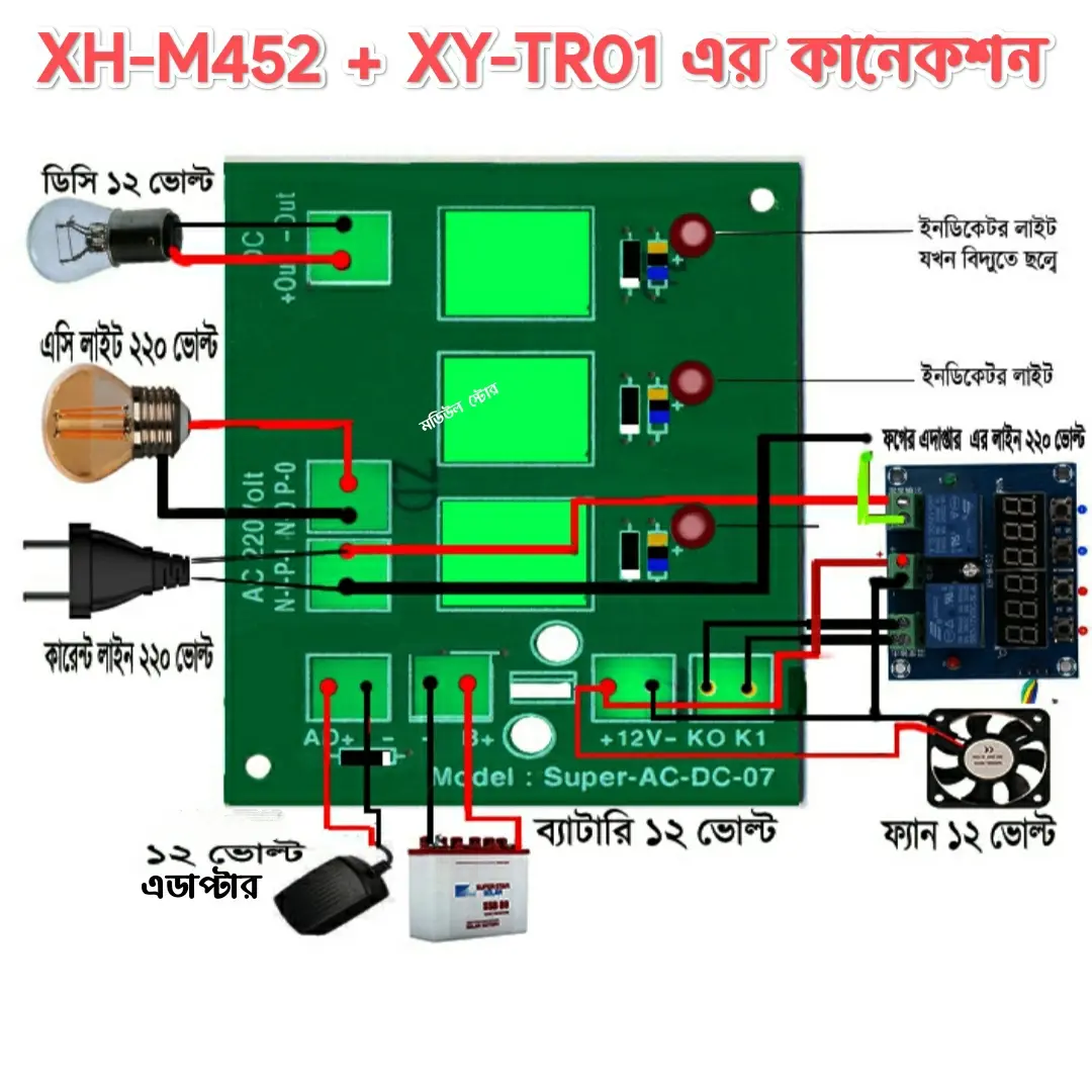 Picture of Incubator AC DC Line Changer W1209 XH-M452 Controller AC DC Chage Over Switch From 12V Battery 