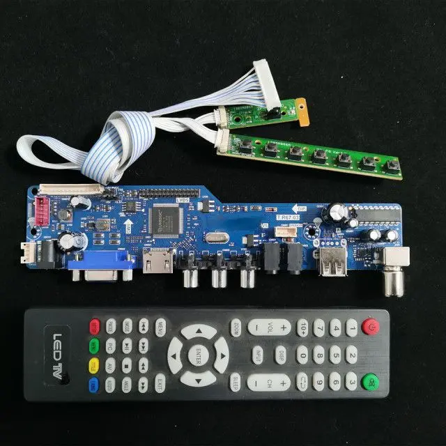 Picture of TV Combo Pack For 30 pin 1mm 1280x800 Resolution Laptop LCD Panel Display Include Driver Board + 1 Lamp CCFL Inverter + 1CH 6bit 30Pin left LVDS Cable + IR Key Board + Remote 