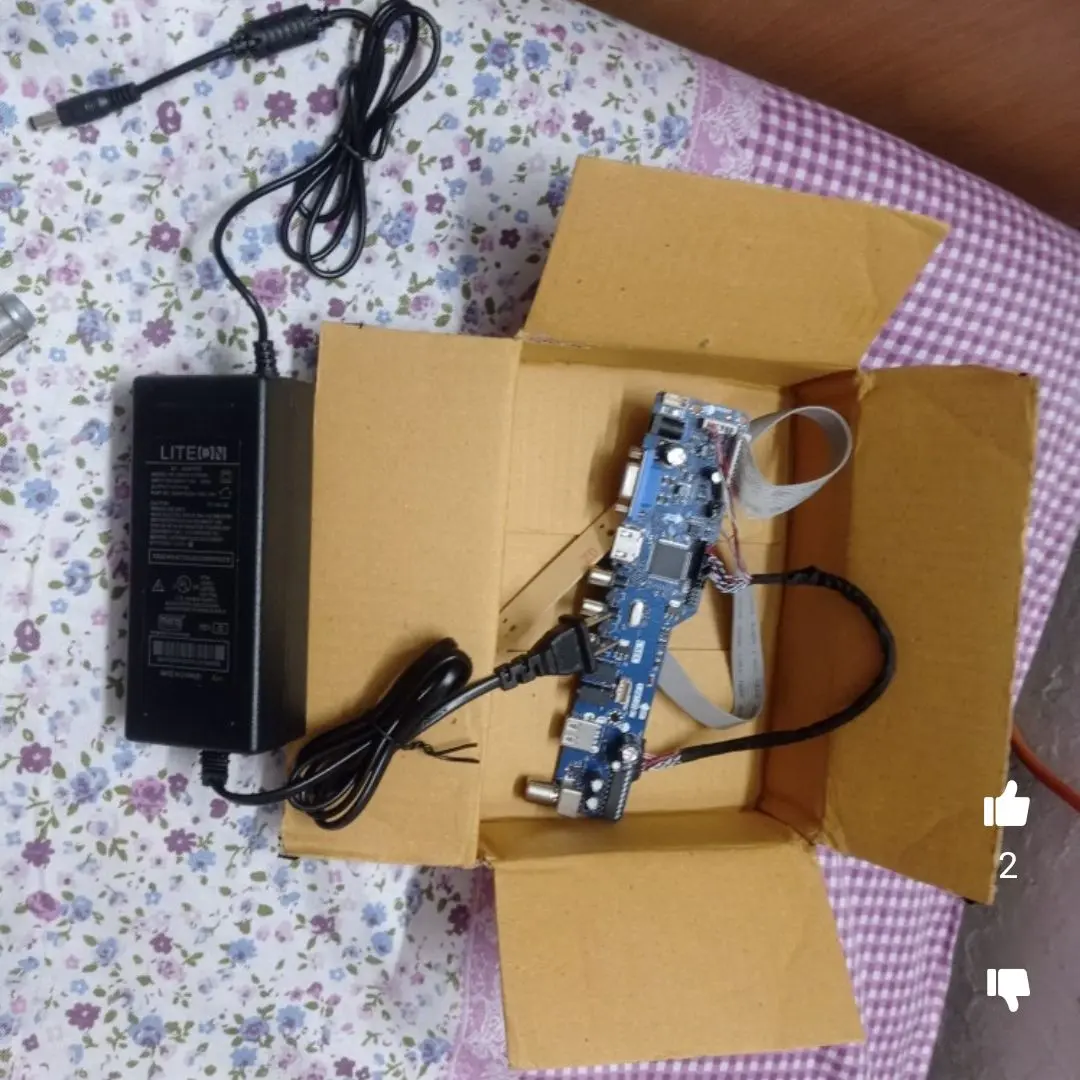 Picture of Laptop Display Driver Combo Driver Board + 40pin 0.5mm  LVDS Cable + 12V 5A Adapter HDMI VGA USB AV Input for 1366x768 
