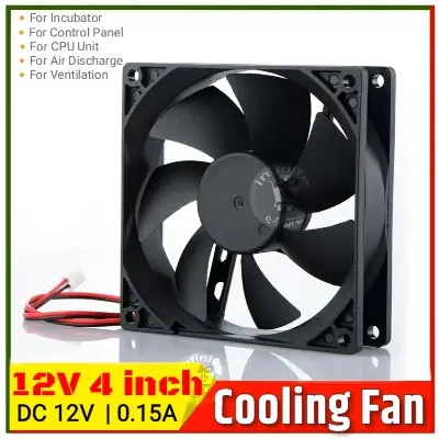 Picture of DC 12V 4 inch 2 Wire Cooling Fan for CPU Casing Power Supply Egg Incubators Black