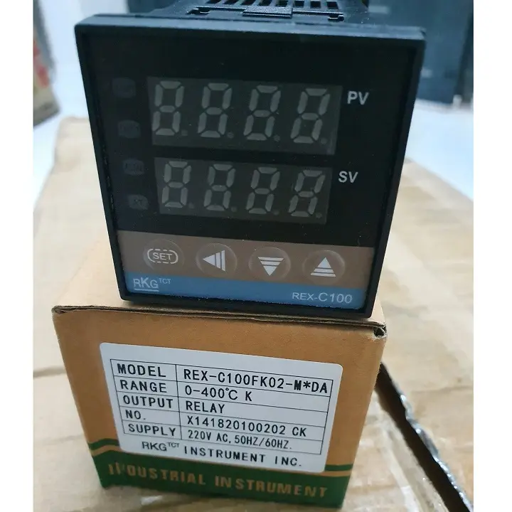 Picture of Dual Digital RKC PID Temperature Controller REX-C100 with Sensor Thermocouple K, Relay Output 48x48mm 