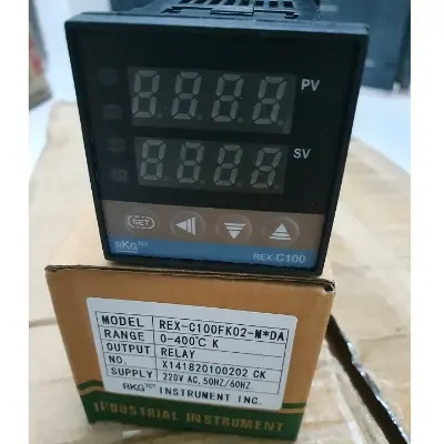Picture of Dual Digital RKC PID Temperature Controller REX-C100 with Sensor Thermocouple K, Relay Output 48x48mm 