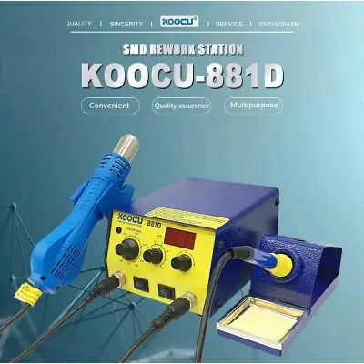 Picture of Koocu 881D Brushless HeatGun + Soldering Iron Digital SMD Rework Station with LED Display 750W 220V Multifunction Welding Repair Tools Adjustable  Air Supply & Temperature replace BK-858A 858D Koocu-881D 