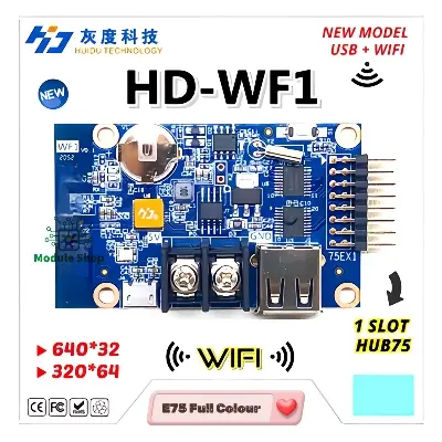 Picture of Huidu HD-WF1 Asynchronous USB + wifi Full Color Led Control Card With hub75 Port For P3 P3 P5 P6 P10 RGB LED Panel Repalce HD-U60-75 HD-W60-75 HD-U6A HD-WF1