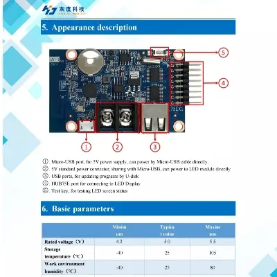 Picture of Huidu HD-WF1 Asynchronous USB + wifi Full Color Led Control Card With hub75 Port For P3 P3 P5 P6 P10 RGB LED Panel Repalce HD-U60-75 HD-W60-75 HD-U6A HD-WF1