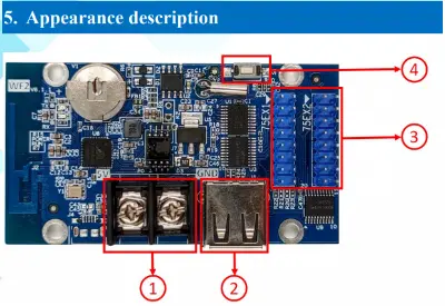Picture of Huidu HD-WF2 Asynchronous USB + wifi Full Color Led Control Card With hub75 Port For P3 P3 P5 P6 P10 RGB LED Panel Repalce HD-U60-75 HD-W60-75 HD-U6A HD-WF2