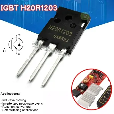 Picture of H20R1203 Induction Cooker IGBT Heating Control Resonant Switching 1200V 20A Monolithic Body Diode TO247 Remove Error Code E7 E8 Microwave Induction Cooker Replace Parts H20R1203