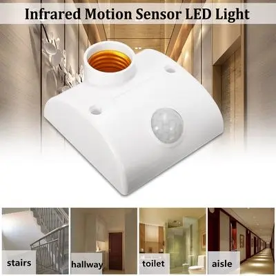 Picture of Motion Sensor Lamp Holder AC100-265V E27 Screw Type HC-SR501 PIR Infrared Sensor Switch Automatic for Light Bulb Human Body Induction Lamp Holder - Multi Plug - Multi Plug 