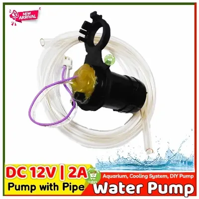 Picture of Mini DC Water Pump with Pipe Adjustable Water Flow 6-12V Operate Low Noise Motor Pump 120L/H 1.1M Micro Brushless Magnetic Driving Pump 