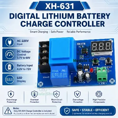 Picture of HW-631 Battery Charger Control Module DC 6-60V Storage Lithium Battery Charging Control Switch Protection Board similar XH-M602 