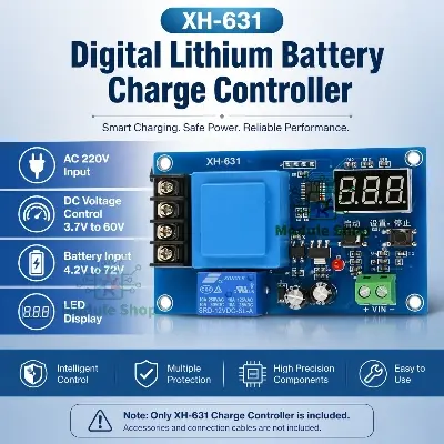 Picture of HW-631 Battery Charger Control Module DC 6-60V Storage Lithium Battery Charging Control Switch Protection Board similar XH-M602 