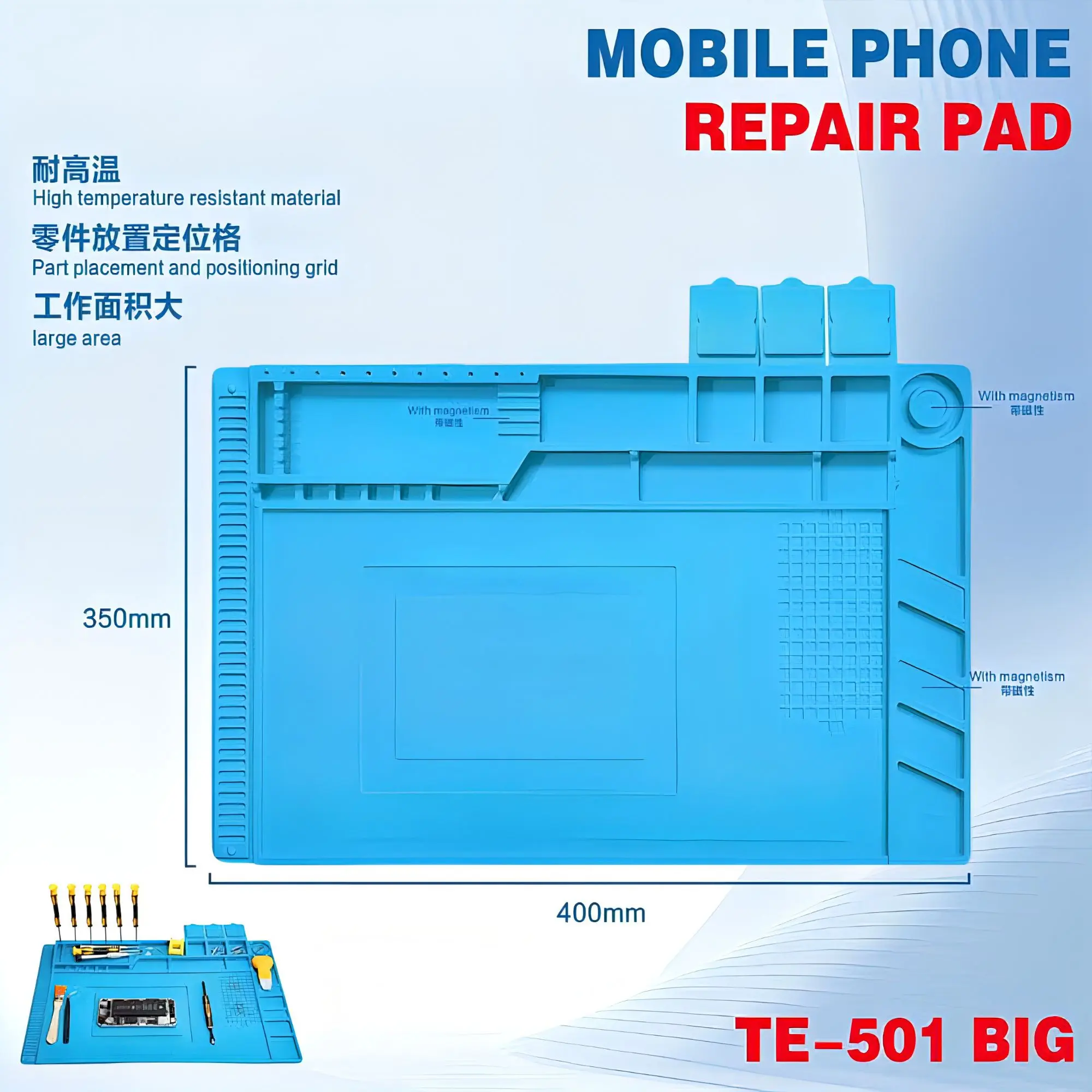Picture of TE-501 Soldering Pad Heat-Resistant TE-502 Silicon Soldering Mat Working Pad Desk Platform Solder Rework Repair Tools 