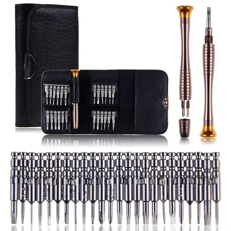 Picture of XW-6025 25 in1 Portabel Interchangeable Screwdriver Set for Telecommunication Mobile Phone Repair Tool Kit Wallet Type for iPhone iPad Laptop 