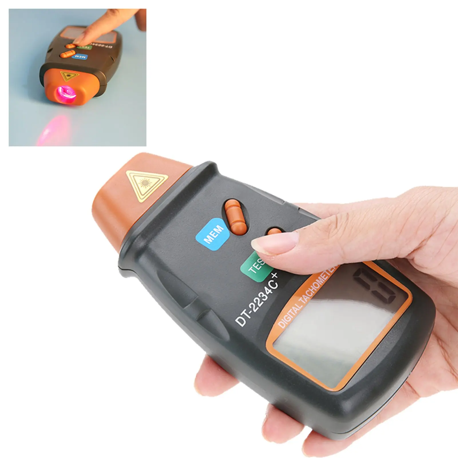 Picture of DT2234C+ LCD Non Contact Handheld Digital Laser Tachometer RPM Speedometer Speed Gauge Engine Tester Measuring Tool 