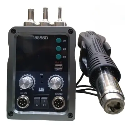 Picture of Mobile Phone Soldering Rework Station Hot Gun With Lead Free Soldering Iron Station & Dual LED Digital Display Adjustable Temperature & Air Flow similar Koocu Baku Active One-Stop 886D+ 8586D Kada 8586D 