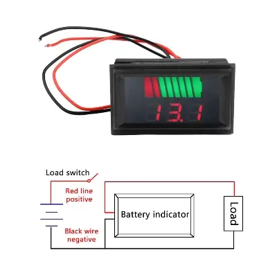 Picture of Battery Charge Level Indicator 12V 24V 36V 48V 60V 72V Lithium Battery Capacity Meter Tester With LED Voltmeter for Cars, Motorcycles, Electric Bicycles, Trucks, Easy-bike Auto Rickshaw 