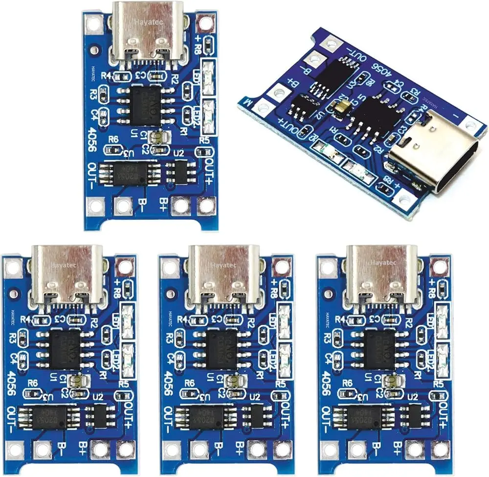 Picture of TP4056 Lithium Battery Charger Board with Battery Protection Type C and Micro USB Charging Port 5V 1A using mini UPS Circuit for wpg Onu Router 5pcs Per Pack Micro USB Port