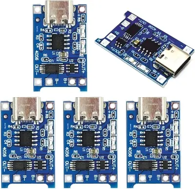 Picture of TP4056 Lithium Battery Charger Board with Battery Protection Type C and Micro USB Charging Port 5V 1A using mini UPS Circuit for wpg Onu Router 5pcs Per Pack Micro USB Port