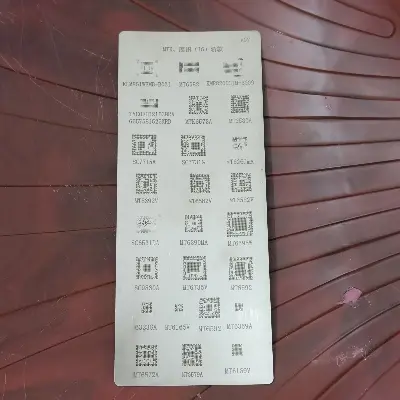 Picture of Universal IC Reballing Sheet BGA Stencils for Samsung HTC Huawei Android Button Mobile Directly Heated Mediatek MTK Spreadtrum Ram EMMc Power Management Chip RF Transceiver GSM GPRS SoC Reballing Stencils Kit A97 Similar A100 A99 A98 