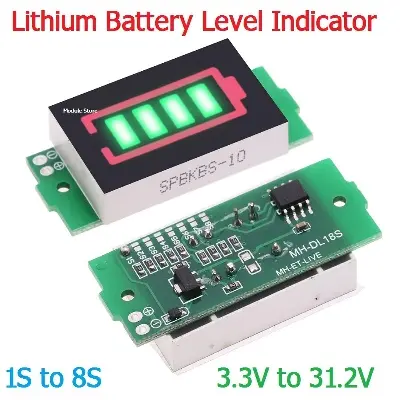 Picture of 1S- 4S-8S Single 3.7V Lithium Battery Capacity Indicator Module 4.2V Blue Display Electric Vehicle Battery Power Tester Li-ion 