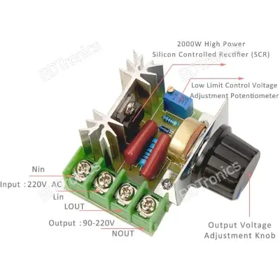 Picture of SCR Voltage Regulator AC Motor Driver 2000W Speed Controller 25A AC Dimmer 