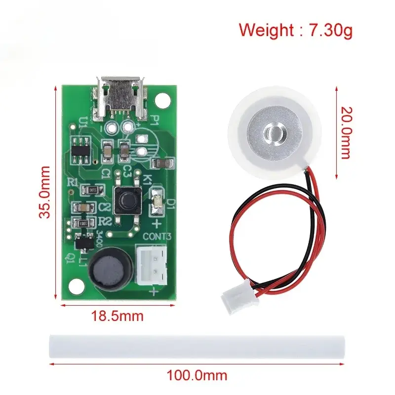 Picture of USB Mini Humidifier DIY Kits Mist Maker and Driver Circuit Board Fogger Atomization Film Atomizer Sheet Mini Oscillating Multicolor