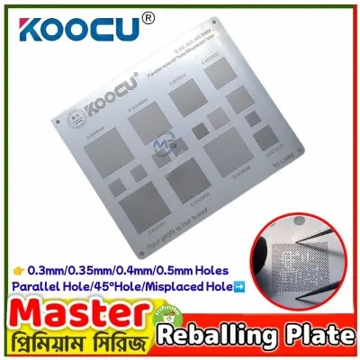 Picture of Kocu multiple objective BGA Rebeling Stencil 0.3/0.35/0.4/Parallel/45 degree hole 0.5mm direct heat template Solder Rework Net 