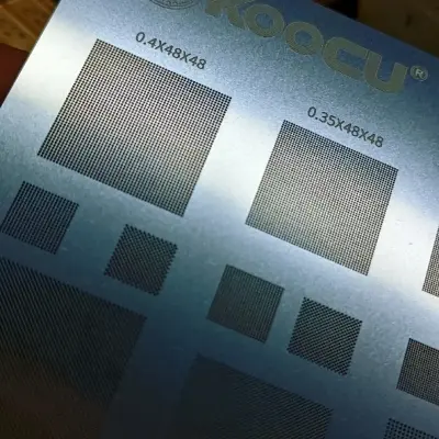 Picture of Kocu multiple objective BGA Rebeling Stencil 0.3/0.35/0.4/Parallel/45 degree hole 0.5mm direct heat template Solder Rework Net 