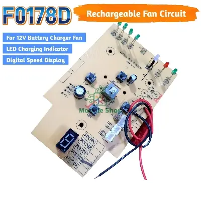 Picture of F0178D Rechargeable Fan Control Circuit Board Digital LED Display PWM Fan Speed Control LED Lamp ON OFF USB Function Replacement Parts for Sogo Sunca Defender Kennede AC / DC Rechargeable Fan 