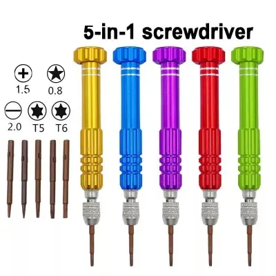 Picture of 5 In 1 Precision Torx Screwdriver For Iphone Samsung Huawei And All China Cellphones Watch Repair Mixed Set Tool Kit - Screw Driver Set 5 in 1 Multi Color