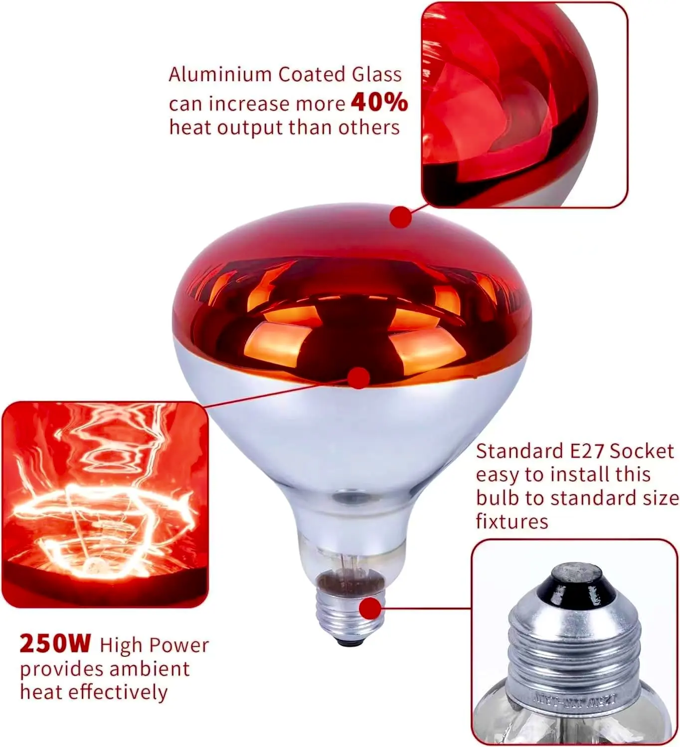 Picture of Ceramic Heat Emitter Bulb 200W AC 220V Light Lamp For Reptile Pet Brooder 