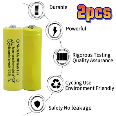 Picture of NiCd AA 1.2V Rechargeable Batteries 2 pcs for Solar Garden Lights, Pathway Lights Landscape Lighting 