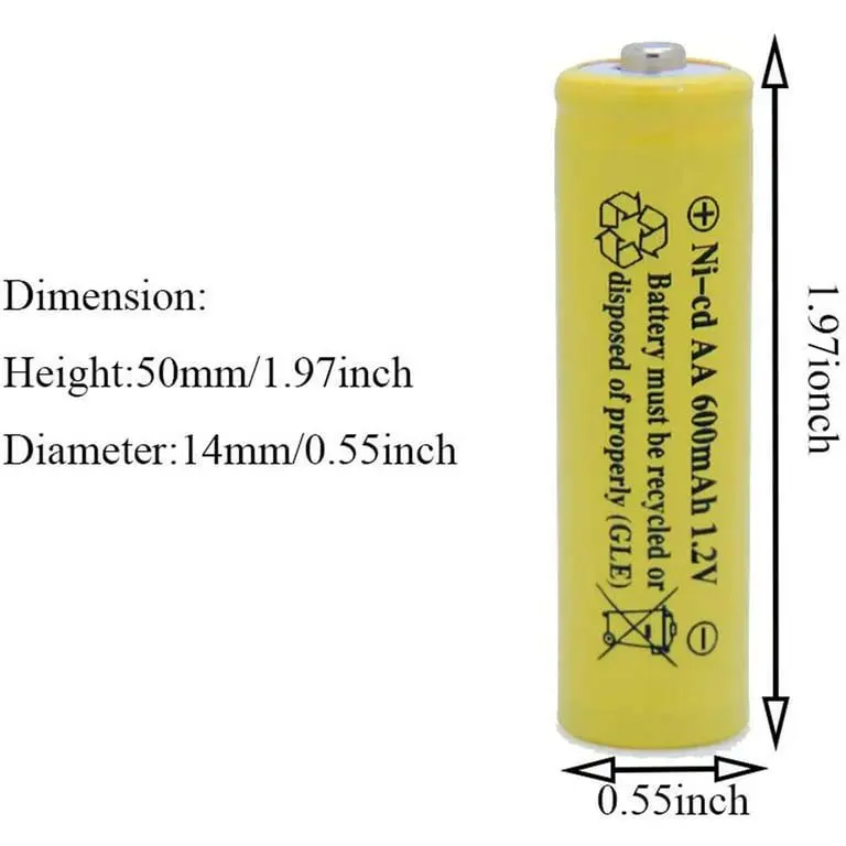 Picture of NiCd AA 1.2V Rechargeable Batteries 2 pcs for Solar Garden Lights, Pathway Lights Landscape Lighting 