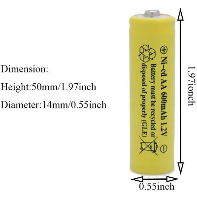 Picture of NiCd AA 1.2V Rechargeable Batteries 2 pcs for Solar Garden Lights, Pathway Lights Landscape Lighting 