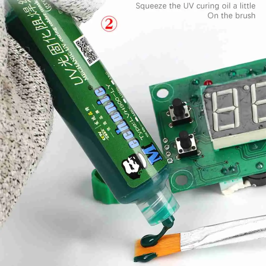 Picture of Ultraviolet Transparent Curing
Solder Mask for Mobile Phone Repair Jumping Wire Quick Dry Curing Welding Paste Flux Oil Similar Koocu Mechanic Relife UV Solder Mask 
