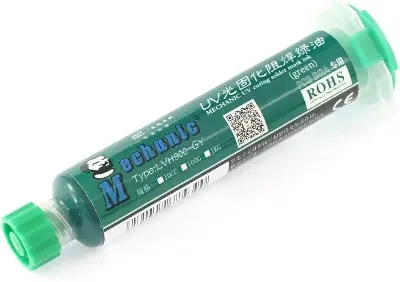 Picture of Ultraviolet Transparent Curing
Solder Mask for Mobile Phone Repair Jumping Wire Quick Dry Curing Welding Paste Flux Oil Similar Koocu Mechanic Relife UV Solder Mask 